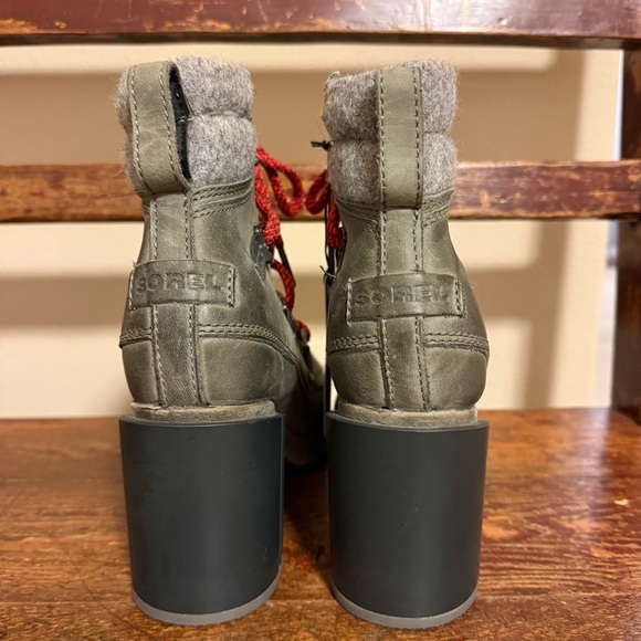 SOREL Blake Lace Quarry Waterproof Hiker Bootie Quarry Gray Red Laces - Picture 7 of 15